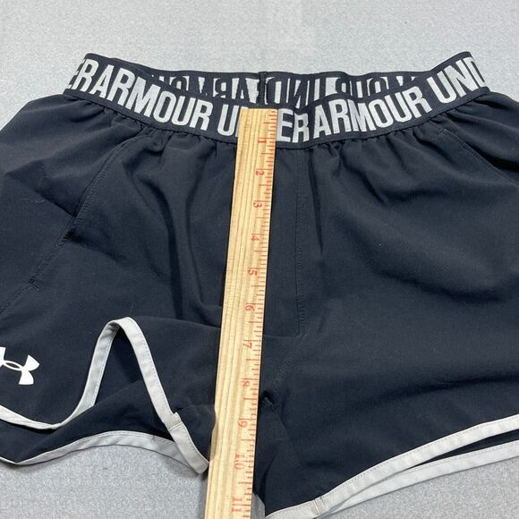 Under Armour Running Shorts XS Black White Athletic Underwear Logo Waistband - Picture 5 of 9